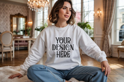 White Gildan 18000 Sweatshirt Model Mockups, Product Image 1
