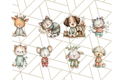 Christmas Pets in Pajamas Clipart PNG, Christmas Png Clipart Product Image 9