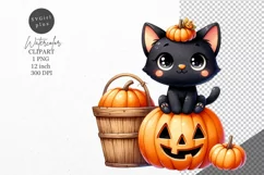 Halloween clipart, Black cat clipart, Kids Halloween Product Image 1