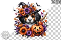 Halloween Dog Flowers Sublimation - Clipart PNG Design Product Image 1