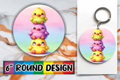 Blissful Keychain Round PNG Style, Cute Animals Product Image 1