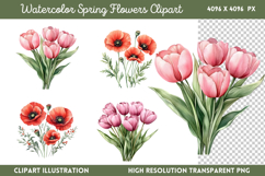 Watercolor Spring Flowers Clipart Bundle PNG Product Image 4