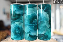 Teal Alcohol Ink Flower Tumbler Wrap -High Quality 300 Dpi Product Image 1