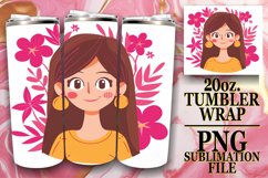 Lovely Watercolor Tumbler Wrap with Floral Portrait 20oz Product Image 1