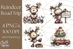 Homespun Christmas Reindeer Roadtrip PNG Clipart Product Image 1