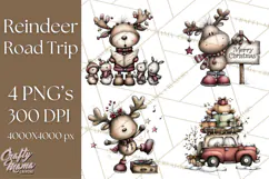 Homespun Christmas Reindeer Roadtrip PNG Clipart Product Image 1