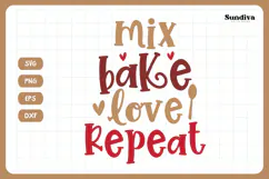 Funny Baking Saying SVG For Baker | Mix Bake Love Repeat Product Image 3