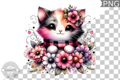 Cat With Flowers Sublimation - Clipart PNG Design Product Image 1