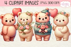 Cute bears PNG clipart for Valentine's Day clipart Product Image 1