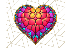 Stained Glass Hearts and Butterflies Clipart PNG Product Image 5