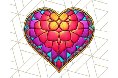 Stained Glass Hearts and Butterflies Clipart PNG Product Image 5
