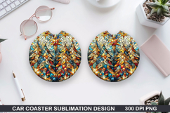Christmas Tree Car Coaster Sublimation|Christmas Coaster PNG Product Image 1