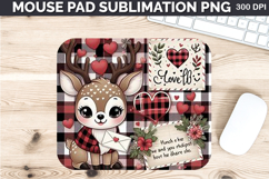 Watercolor Deer Mouse Pad Sublimation - Valentines PNG Product Image 1