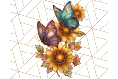 Stained Glass Butterfly and Sunflower PNG Clipart Product Image 5