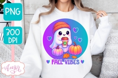 Fall vibes PNG design, Cute Ghost shirt sublimation PNG Product Image 5