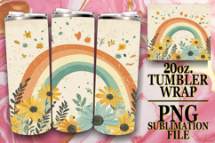 Cheerful Sublimation 20oz tumbler wrap, Rainbow Product Image 1