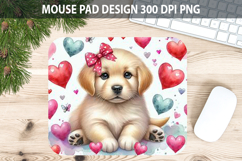 Watercolor Dog Mouse Pad Sublimation - Valentines PNG Product Image 1