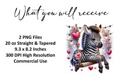 Valentine's Day Zebra Tumbler Wrap Sublimation Design Product Image 2