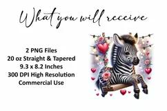 Valentine's Day Zebra Tumbler Wrap Sublimation Design Product Image 2