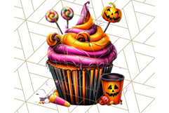 Halloween Cupcake PNG Clipart with Witch Hats and Ghosts Product Image 5