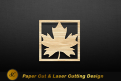 Maple leaf wood cutout square Laser cut Product Image 1