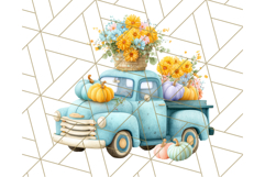 Vintage Truck Pumpkin and Fall Flowers PNG Clipart, Autumn Product Image 5