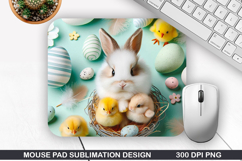 Bunny Mouse Pad Sublimation, Easter Bunny Mouse Pad PNG Product Image 1