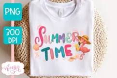 Summer time PNG for Sublimation design, Pink flamingo PNG Product Image 2