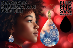 Bright Teardrop Earrings Sublimation, Watercolor Pattern Product Image 1