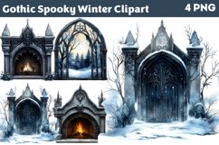 Gothic Spooky Winter Clipart Bundle PNG Product Image 6