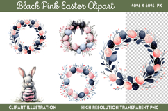 Black Pink Easter Clipart PNG Product Image 1
