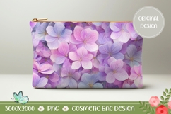 Purple Hydrangea Cosmetic Bag, Floral Cosmetic Bag Template Product Image 1