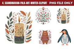 Scandinavian Folk Art Winter Clipart PNG Product Image 1