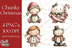 Chunky Watercolor Christmas Characters PNG Product Image 1