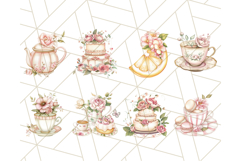 Pastel Tea Set Clip Art PNG with Sweets and Floral Accents Product Image 5