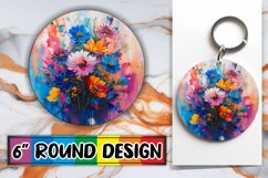 Elegant Floral Round Keychain Product Image 1