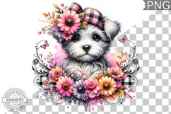 Dog With Flowers Sublimation - Clipart PNG Design Product Image 1
