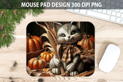 Cat Mouse pad Sublimation - Thanksgiving PNG Design Product Image 1