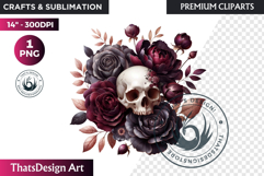 Dark flowers, wedding Florals PNG, Dark Romance Clipart Product Image 1