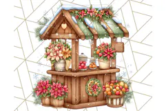 Cozy Christmas Market Stall Clipart PNG, Holiday Art Png Product Image 5
