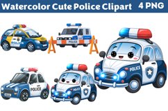 Watercolor Cute Police Clipart PNG Product Image 1