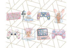 Pastel Gamer Girl Clipart PNG, Kawaii Gaming Elements Product Image 5
