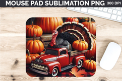 Watercolor Turkey Mouse Pad Sublimation - Thanksgiving PNG Product Image 1