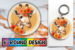 Enchanted Keychain Circle Design PNG, Giraffe Product Image 1