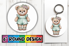 Cheerful Round Car Coaster PNG, Teddy Bear Product Image 1