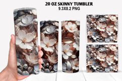 3D Flower Skinny Tumbler 20oz Wrap Design,Flowers Tumble PNG Product Image 1