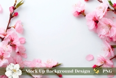 Sakura Background Mockup, Floral Flat Lay Background PNG Product Image 1