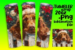 Festive Tumbler Wrap Design Winter Peeking Dog Sublimation Product Image 1