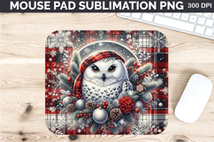 Watercolor Owls Mouse Pad Sublimation - Christmas PNG Design Product Image 1