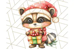Vintage Christmas Clipart PNG, Cute Animals Holiday Elements Product Image 5